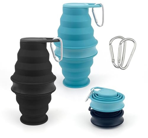 Egyndior Faltbare Trinkflasche,500ml Faltbare Trinkflasche,Sportflasche BPA frei für Sport,Silikonflasche mit Anti-Kollaps-Ring Outdoor Wasserflaschen 500ml, für Reisen Camping Wandern Laufen Sport