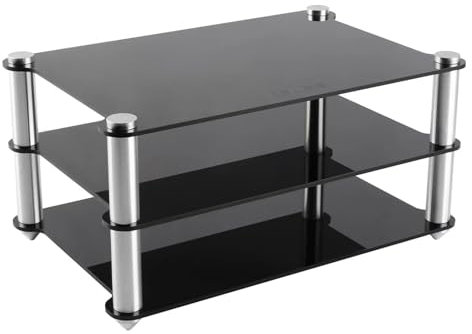 Mobile Stereo Hi Fi Rack Supporto per Console Multimediale Av a 3 Livelli, Foglio Acrilico, Console Supporto Dvd per Organizzatore Audio-video, Componente Unità Apparecchiatura, Sistema Rack Stereo(Bl