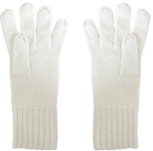 CLASSE77 - Damenhandschuhe aus Angora-Wollmischung, rasiert mit gerippten Bündchen 2 x 2 - Handarbeit - Made in Italy, cremeweiß, Einheitsgröße