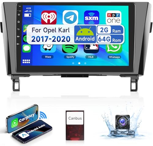 2G&64G Podofo 9 Radio para Nissan Qashqai 2016/Nissan x-Trail 2017 con Carplay Android Auto inalámbrico, Pantalla táctil Bluetooth RDS/FM Radio, WiFi Navi/AHD Cámara de visión Trasera/CANBUS