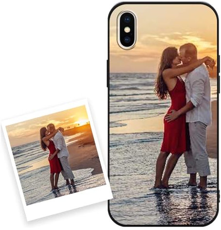 Coiwxmoi Personalisierte Handyhülle für iPhone X/XS 5,8'', Personalisiert Hülle mit Eigenem Bild Foto Selbst Gestalten Schutzhülle, Individuelle Design Stoßfest Silikon Case für iPhone XS,Schwarz