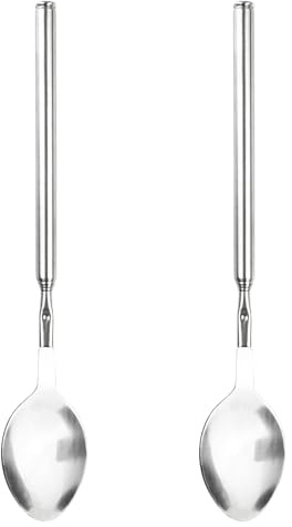 2 Stück Teleskoplöffel, 63cm Edelstahl Lange Löffel Einziehbarer für Grill-Küchengeschirr, Ausziehbare Löffel für BBQ Saucen Tischbesteck Küchenutensilien
