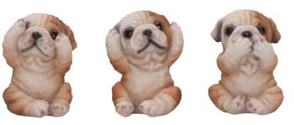 Nemesis Now Three Wise See No Evil Hear No Evil Speak No Evil Figurines, Adorable Hand-Painted Resin Collectibles and Gift - Bulldogs