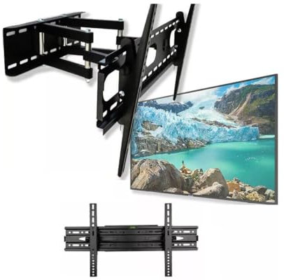 TV-Halterung für Bildschirme 32 Zoll 40 Zoll 42 Zoll 46 Zoll 50 Zoll 52 Zoll 60 Zoll 65 Zoll Wandmontage mit Drehen und Neigen für Vesa Fernseher 400 x 400 mm und maximale Belastung 50 kg, schwarz