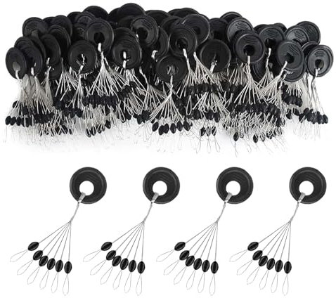 Cerioll Gummi Angeln Bobber Stopper, Gummistopper Schnurstopper Angeln, 6-In-1 Gummiperlen Posen Angeln, 600 Stück Angel-Bobber-Stopper, Gummistopper Angeln 6 In 1, Schnurstopper Zum Angeln, 4 Größen