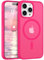 DUEDUE Magnetic for iPhone 15 Pro Case [Compatible with MagSafe] Shockproof Military Grade Protection, Slim Fit Anti-Scratch Translucent Matte Back Case Cover for iPhone 15 Pro 6.1, Hot Pink