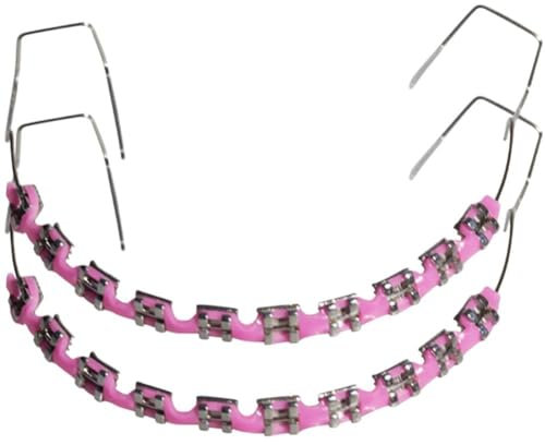 1 Par De 10 Soportes Tipo Gancho De Soporte De Metal Rosa Decoración Temporal De Dientes con Alambres De Metal Y Ligaduras De Ortodoncia Decoraciones Dentales
