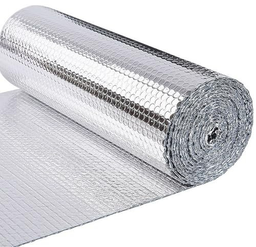 Lámina de Aislamiento Térmico 60cm x 20m, Aislante Térmico Multiusos, Rollo de Aislante en Hoja, Aislante Radiadores, Rollo Aislante Termico para Ventana, Pared, Suelo, Techo, Coche, Garaje, Camper(0.