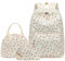 LOIDOU Rucksack für Teenager Mädchen Bookbags Kinderrucksack Kinder Schulrucksack mit Lunchpaket Federmäppchen Schulranzen Set für Schule (Erdbeere beige)