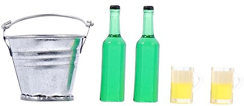 Milisten Miniatur Set Für Puppenhaus Kühles Bier Mit Eimer Flaschen Und Gläsern Zubehör Für Kreative