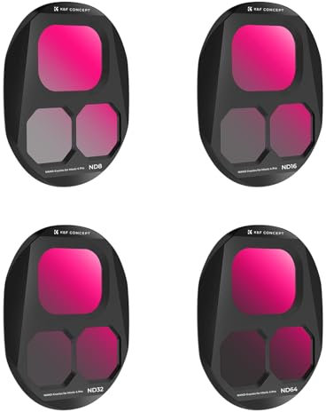 K&F Concept Push-in Fit ND Filter Kit Kompatibel mit DJI Mavic 4 PRO, ND8 ND16 ND32 ND64 4er Pack Neutraldichtefilter Lichtreduzierung Belichtungssteuerung Optische Glasfilter, Mehrfach Beschichtet