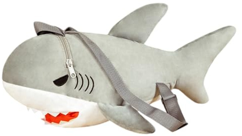 Hai Rucksack, Hai-Plüsch | Nice Shark einzigartiger Rucksack, Schule für Kindergarten, Dekoration für Zuhause, Studenten, weich, ästhetisch, Bücher für Erwachsene, grau, Se référer au descriptif