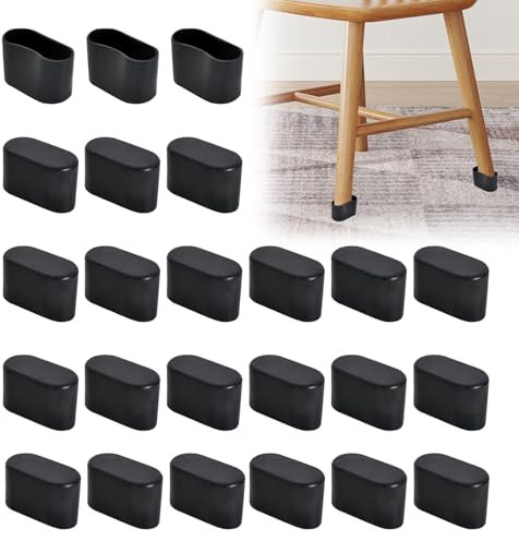 Lot de 24 capuchons de protection ovales en silicone pour pieds de chaise inclinés et chaises de jardin, 40 x 20 mm, protection de sol pour carrelage et extérieur