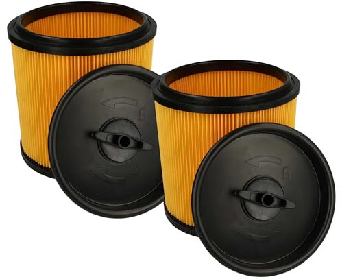vhbw 2x Filtro plisado compatible con Dexter VOD 1530 SWC 30L, VQ 1420 SFD 20L aspiradora - amarillo negro