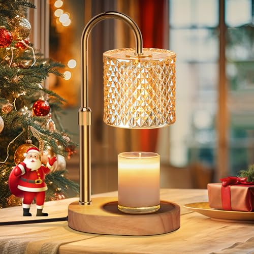 WUEAOA Kerzenwärmer Lampe, 4 Helligkeitsstufen, mit Timer und Dimmer,Gold