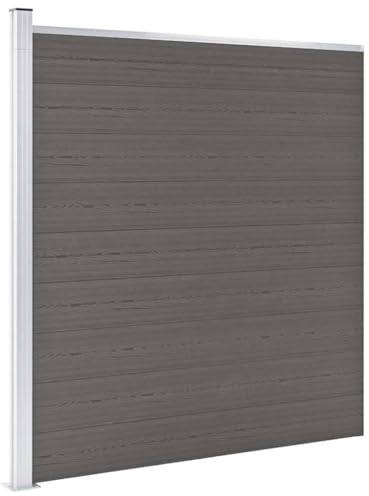 Clôture de jardin WPC 175 x 186 cm - Gris - Brise-vue - Panneau de clôture - Bois et plastique composite - Pour jardin, terrasse, extérieur - Durable - 9 panneaux