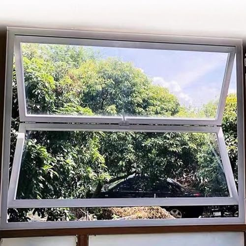 Ventanas Correderas Plegables, Ventanas Colgantes Negras con Cerradura, Ventana Corredera Pequeña de Aluminio Blanco con Elevación Vertical, con Marco Inferior(White HxW,32x36in/81x91cm)
