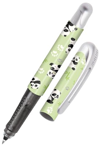 Online College Panda Tintenroller mit Patrone, ergonomischer Rollerball für Rechtshänder und Linkshänder mit Tier-Design, inkl. Kombipatrone blau, made in Germany