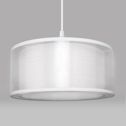 FRIDEKO HOME Moderne Stoff Lampenschirm, Beige Zylindrische Doppellagiger Deckenlampen Lampenschirm für Wohnzimmer, Schlafzimmer, Küche & Esszimmer, E14/E27 Fassung (ØAD: 30 cm,ØID: 25cm,Höhe:12.5cm)