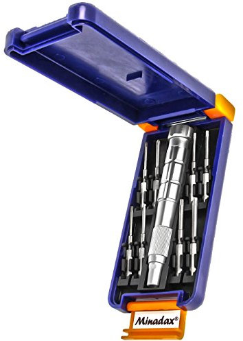 Hochwertiges Minadax® 9-Teiliges Werkzeugset aus stabilem Chrom-Vanadium fuer PC- und Laptop-Reparaturen - inklusive praktischer Aufbewahrungsbox