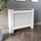 DuraTherm® Radiator Cover White Painted Traditional Cross Slat Shelves MDF Cabinet Shelf for Radiators, Living Rooms, Bedrooms, Medium (W: 112cm / H: 81.5cm / D: 19cm)