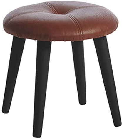 dasmöbelwerk Retro Fußhocker Kunstleder Holz Hocker schwarz Ø 36 cm Deko 10.002.02