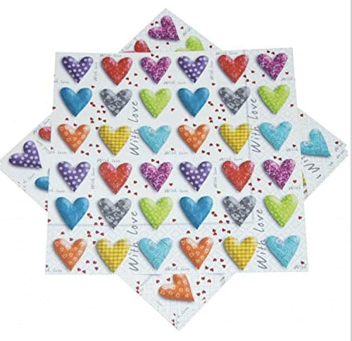 HEKU 243-16 Servietten 20 Stück 3-lagig 33x33cm Motiv: Herzen