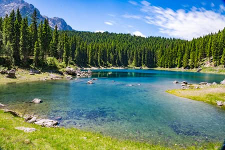 Poster-Bild 140 x 90 cm: blue mountain lake panorama(121626087)