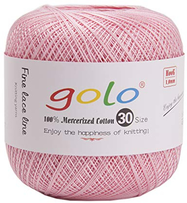 golo Häkelgarn 30 für handgestricktes Häkelgarn Gewinde häkeln (Rot Rosa)