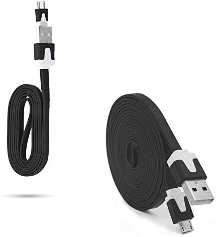 Pack Chargeur pour WIKO Y81 Smartphone Micro USB (Cable Noodle 3m + Cable Noodle 1m) Android (Noir)