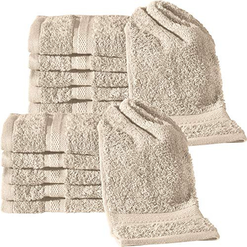 REDBEST Gästetuch 12er-Pack Chicago beige Größe 30x50 cm - saugstark, strapazierfähig, ideal für Reisen, Sport (weitere Farben)