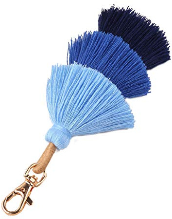 LIJUN Femmes Faites à la Main coloré Boho Pom Pom Gland Sac breloque Porte-clés Mode Bijoux