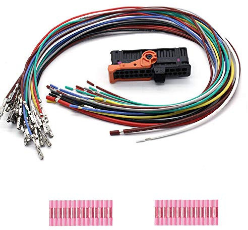 PARTSLINE - Kit Réparation Câblage Cable Connecteur 28 broches Faisceau Serrure Porte Avant Arrière compatible pour Golf Polo Sharan Touareg Fabia Roomster Superb Yeti Alhambra 1K0937702C 1K0971120BC