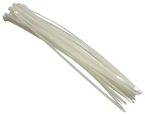 Amtech 30 pc Tie Wraps, Long Self-Locking Flame-Retardant Nylon for Larger Cable Runs, White, 500 x 6.5 mm