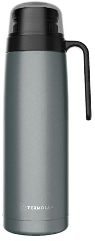 Termolar - R-Evolution Termo Mate, Capacidad de 1L, 100% Acero Inoxidable, Resistencia y Calidad, para Uso Diario y Actividades al Aire Libre, con Conservación Térmica Diferenciada (Chumbo) (57176)