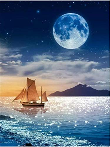 5D Diamant Diy Malerei Kits Segeln Unter Dem Mond Diamant Malerei Kits Malen Nach Zahlen Diamant Diy,Arts Craft Home Wand-Decor