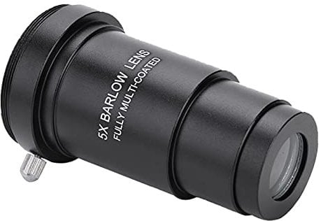 1.25 Inch 5X Barlow Lens Aluminum Alloy Telescope Accessories Barlow Lens Multi Coated Telescopes Eyepiece Black Telescope Lenses M42 Thread