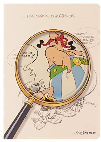 Clairefontaine 813025C - Notizbuch Asterix 4, mit Fadenbindung DIN A5, 32 Blatt liniert, Motiv skizziert mit Lupe, 1 Stück