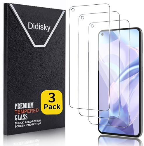 Didisky [Lot de 3 Protecteur Verre Trempé pour Xiaomi Mi 11 Lite 4G / 5G /5G NE, Film Protection écran, résistance aux Rayures, dureté 9H, Pas de Bulles, Haute définition, Facile à Utiliser