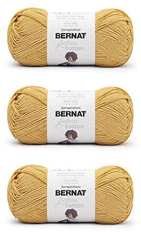 Bernat Softee Cotton Golden Garn – 3 Stück 120 g – Nylon – 3 DK (leicht) – 220 Meter – Stricken, Häkeln und Basteln
