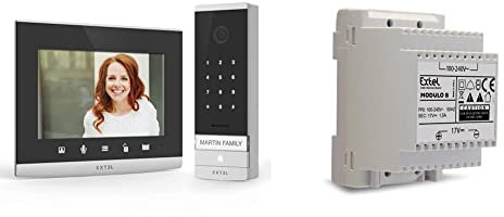 Avidsen Visiophone Filaire avec ecran en Verre 7 connecté a Votre Smartphone & Extel - Transformateur modulaire Modulo pour Visiophone 17 V - pour Tableau électrique