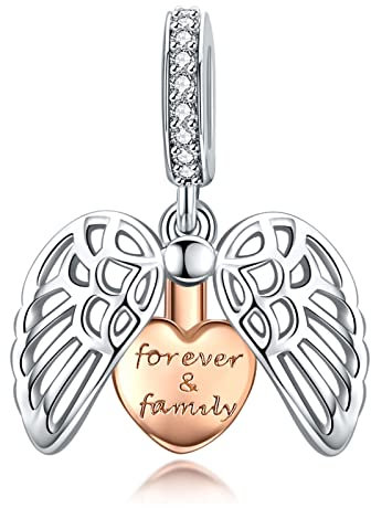 NINGAN Für immer Familie 925 Sterling Silber Herz Anhänger Roségold Liebesanhänger kompatibel mit Damenarmband