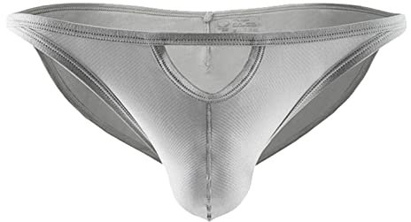 Slip en microfibre pour homme - String stretch - Respirant - Slip tanga - Sous-vêtements de sport, gris, S