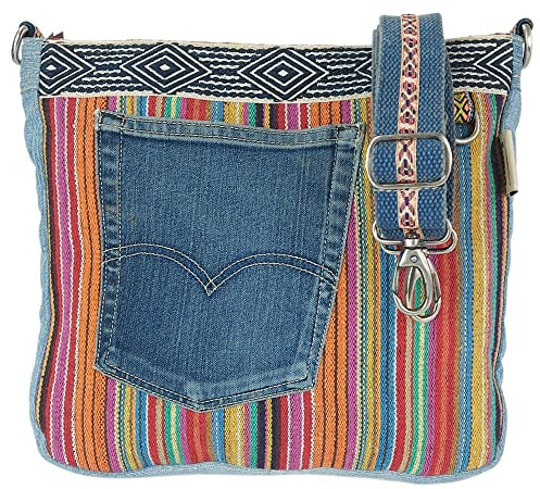 Sunsa Damen Taschen Umhängetasche Handtasche Canvas & Jeans. Große Boho Crossbody Tasche/bag Schultertasche, Geschenkideen für Frauen/Mädchen nachhaltige Produkte (bunt/pink)