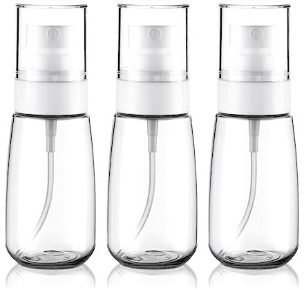Cosywell Travel Spray Bottle TSA Approved 2oz 60ml 3 Pack Leak Proof Fine Mist Spray Bottles Empty Plastic Refillable Spray Bottle for Perfume Essential Oils Toners Rose Water Cosmetics（3Clear）