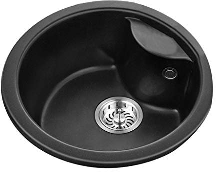 SZITW Küchenspülen Großes Fassungsvermögen, rundes Waschbecken, Küche, Badezimmer, Doppelwaschbecken, Geschirrspüler, Quarzsteinspüle, Multifunktions-Gemüsekorb, Küchenbedarf, Spülbecken