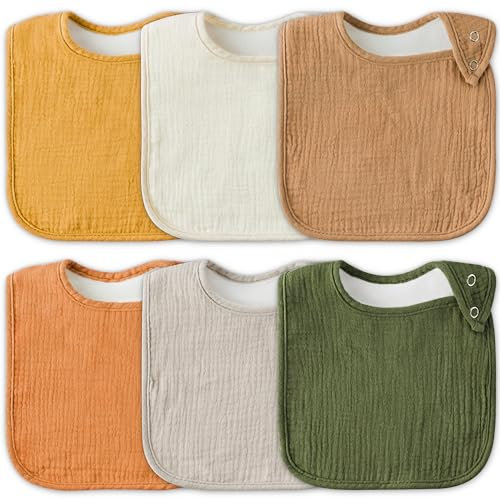 GROBRO7 6 Stück Dunkler Baby Lätzchen, Helle Baumwolle Sabberlätzchen mit Verstellbaren Snap, Newborn Absorbent Drrible Bandana Bibs für Zahnen Säugling Kleinkind Dusche Gift Winter Christmas Party