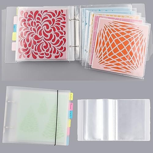 2er-Set 50Aufbewahrungstasche15,2 x 15,2 cm und 40 12,7 x 16,3 cm,Aufbewahrungsordner für Kekse, Schablonen, Stanzformen, DIY, Scrapbooking, transparenter Stempel, Aufbewahrungsordner, Organizer
