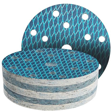 GZKTY 50Stk 150mm Klett Schleifpapier, Exzenter Schleifscheiben, 15-Loch Korn 150 Schleifpads, Schleifmittel Resistent gegen Zusetzen für Exzenterschleifer Schleifmaschine Poliermaschine