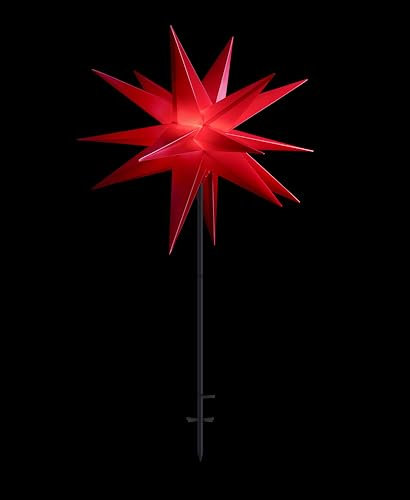 Sterntaler Dekostern | Weihnachtsstern Kunststoff | 18-Zacker | Faltstern mit Ständer | Rot | 100cm | Außen | LED | Netzstecker